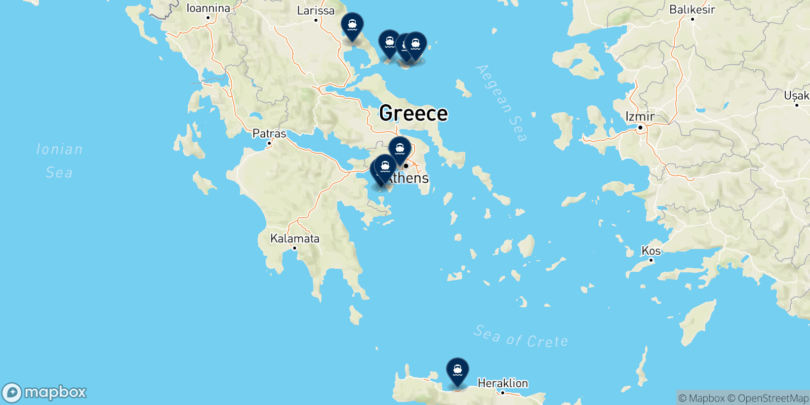 Aegean Flying Dolphins destinations map