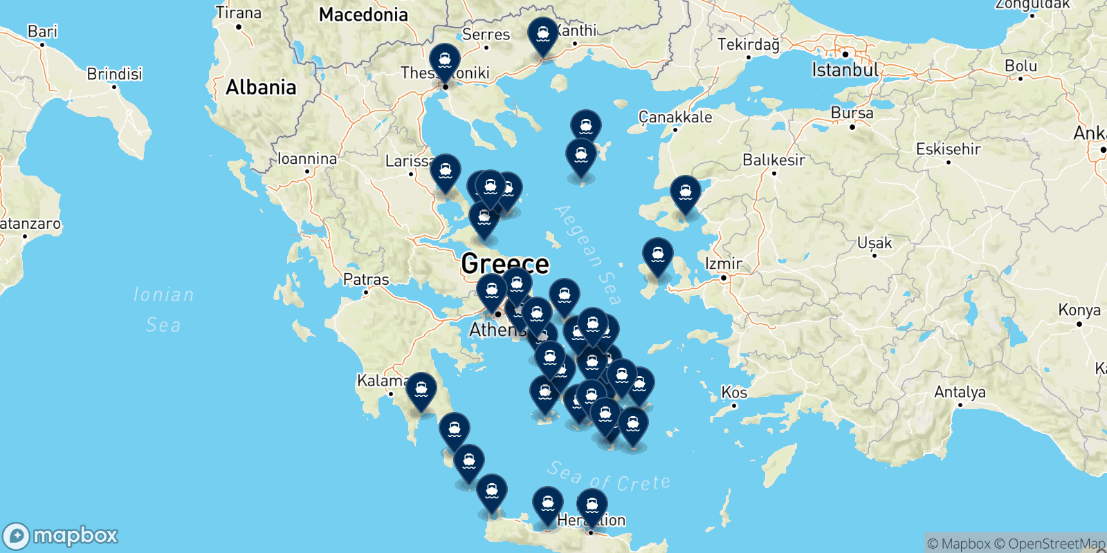 Seajets destinations map