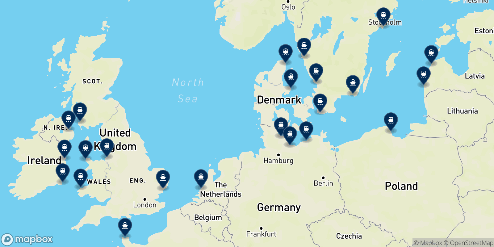 Stena destinations map