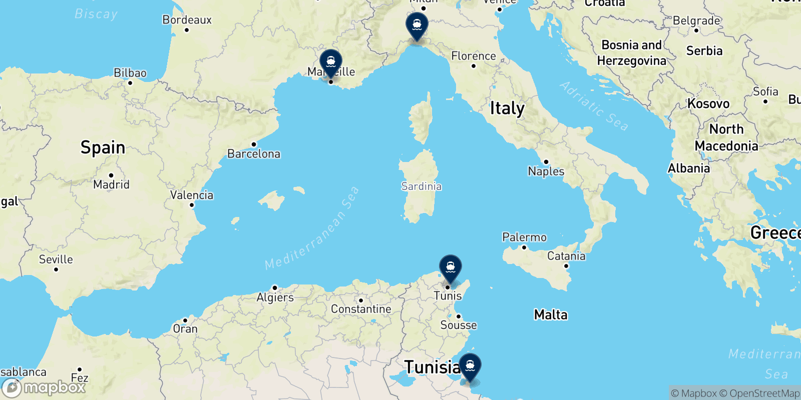 Cotunav destinations map