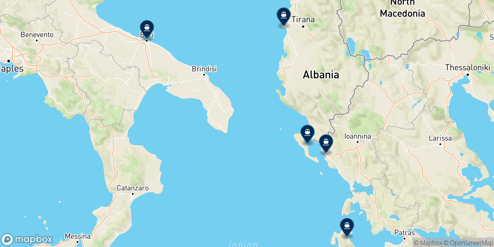 Ventouris Ferries destinations map