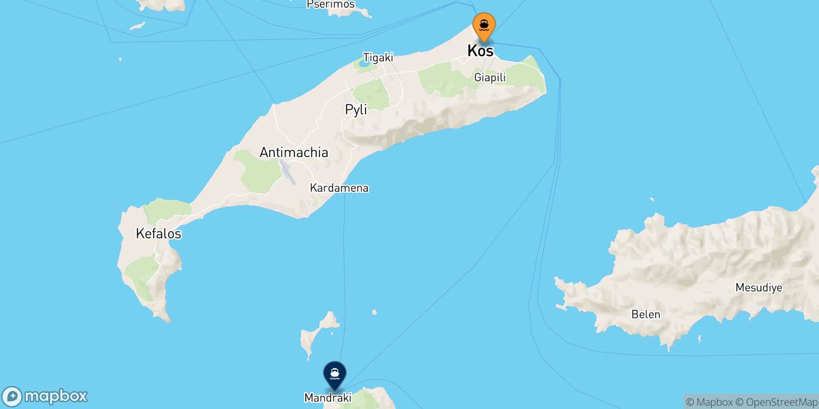 Kos Nisyros route map