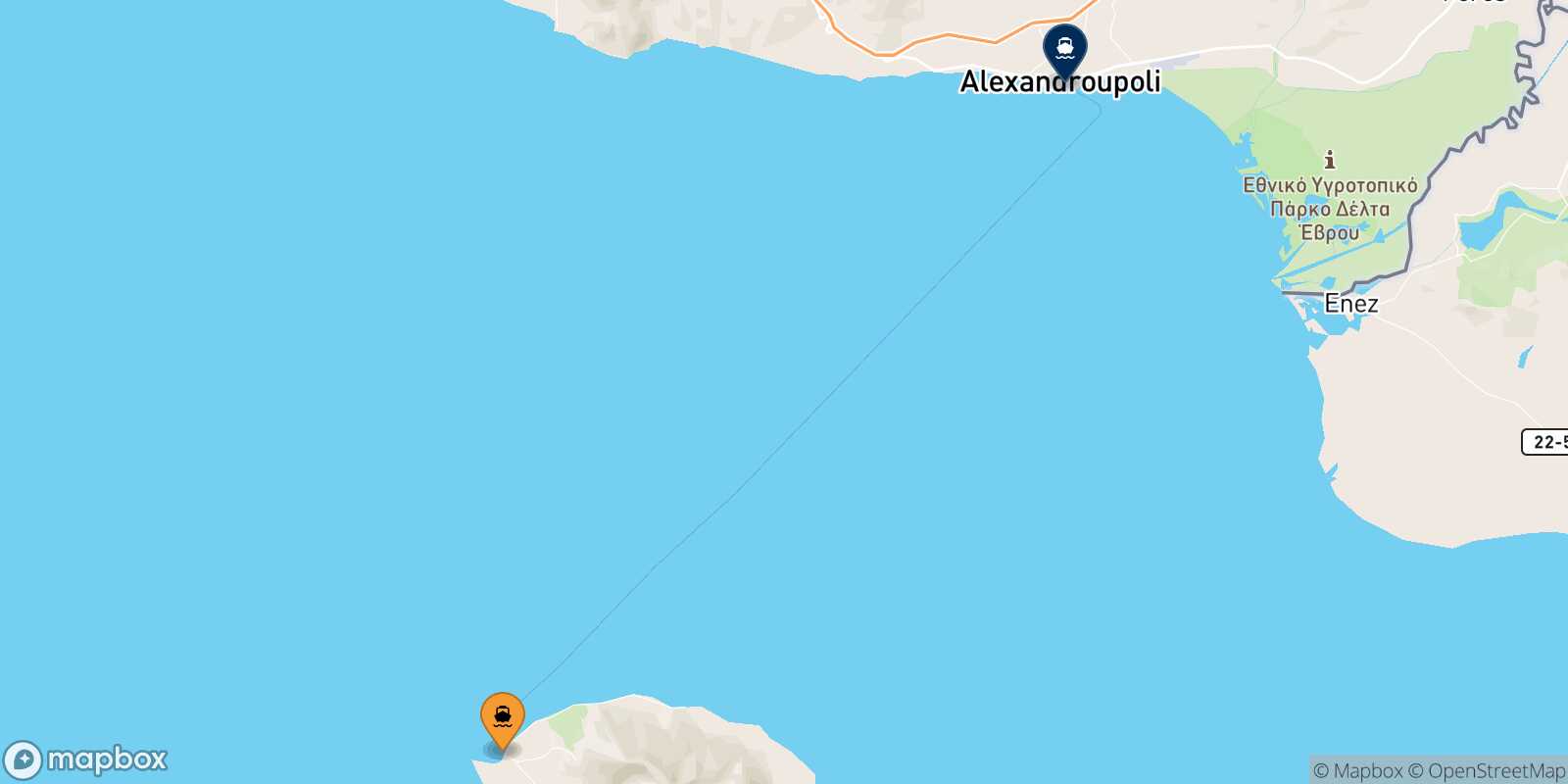 Samothraki Alexandroupoli route map