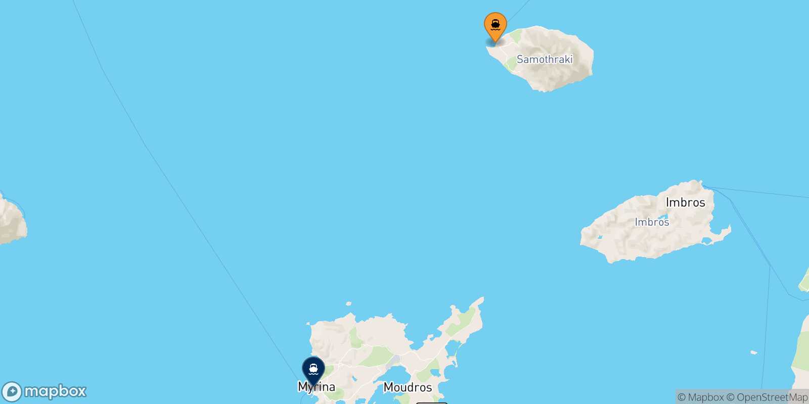 Samothraki Myrina (Limnos) route map