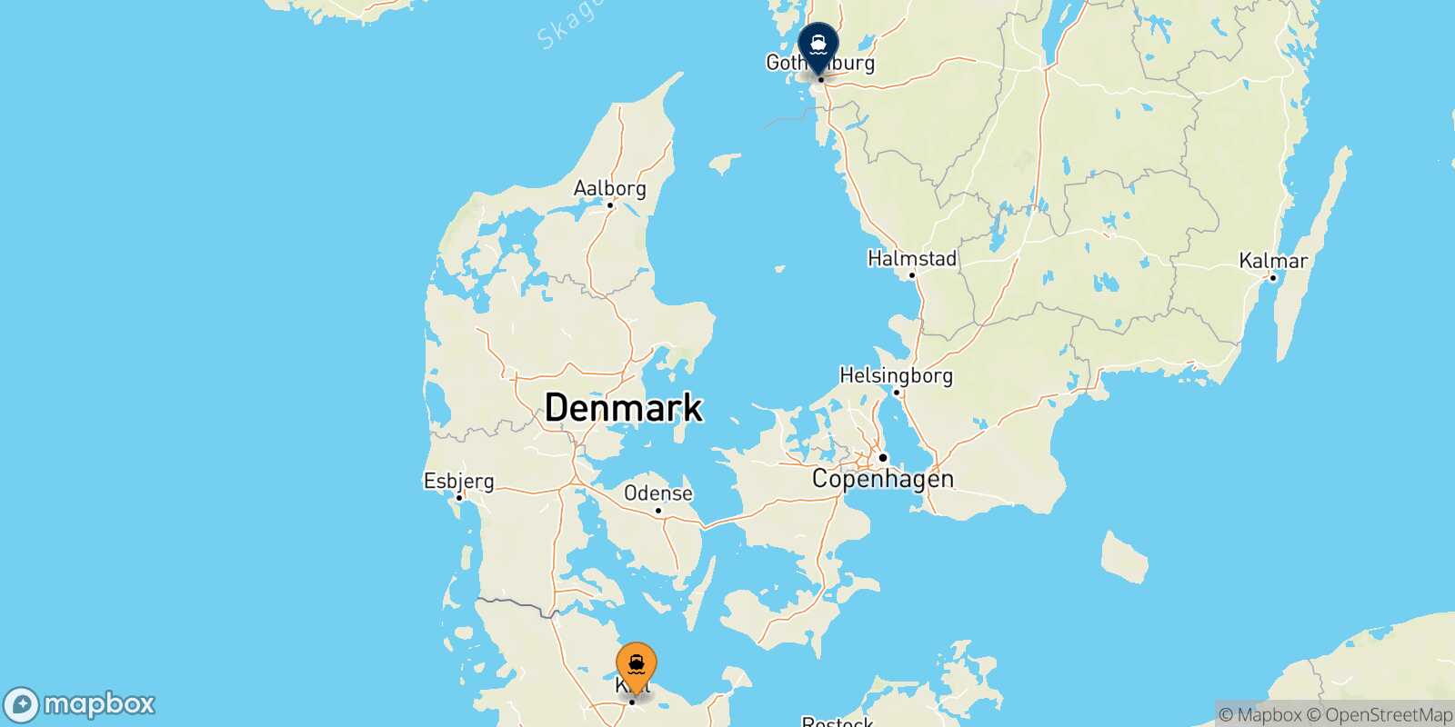 Kiel Gothenburg route map