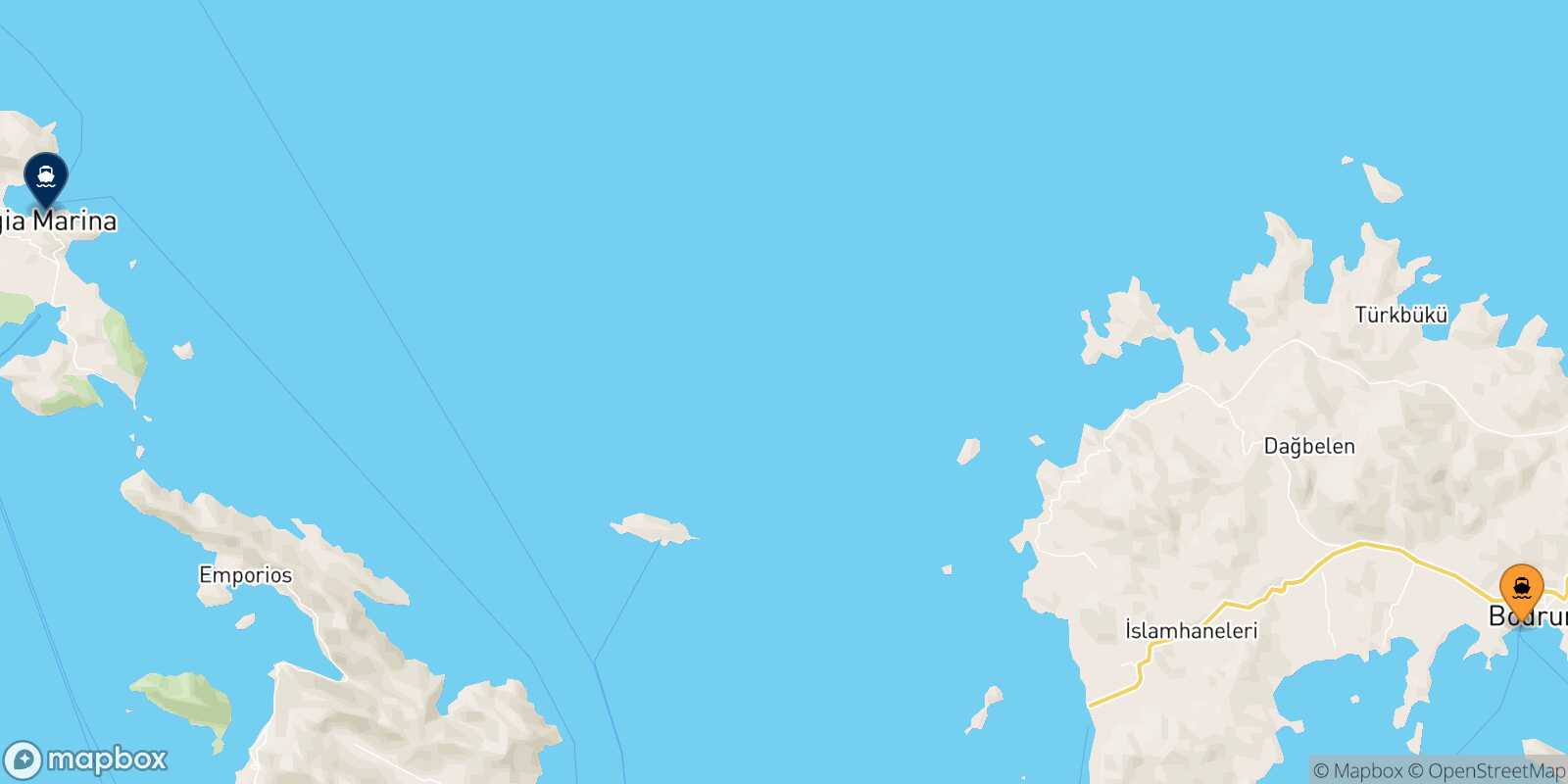 Bodrum Leros route map