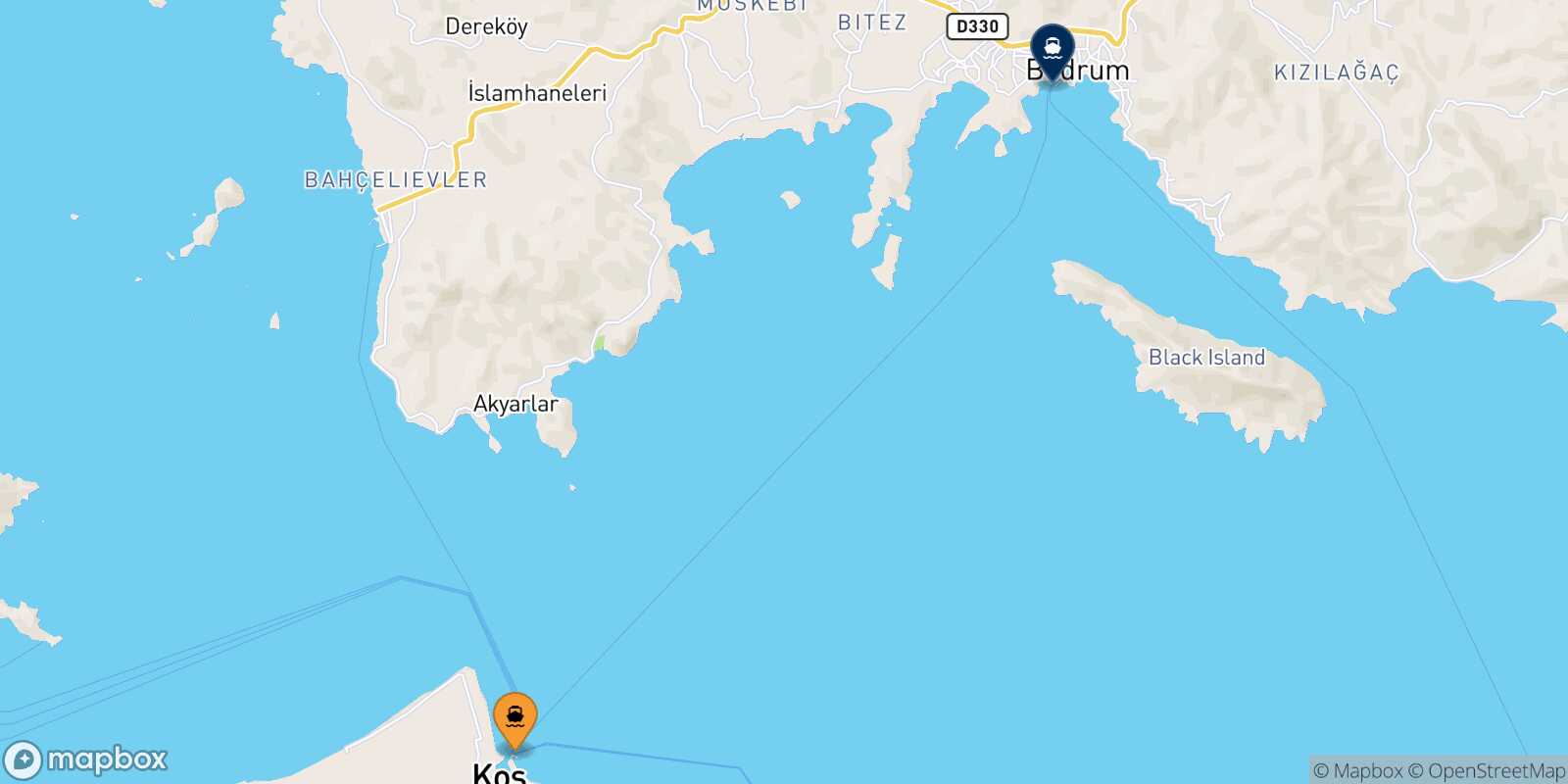 Kos Turgutreis route map