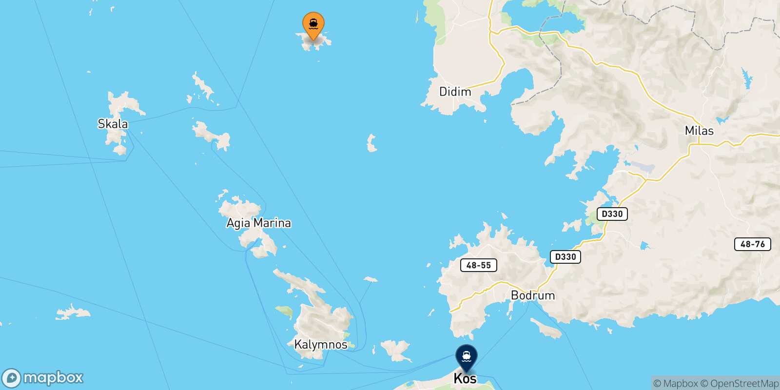 Agathonisi Kos route map