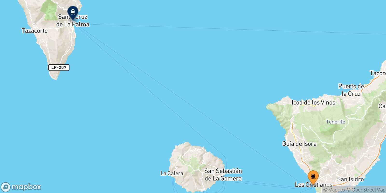 Los Cristianos (Tenerife) Santa Cruz De La Palma route map