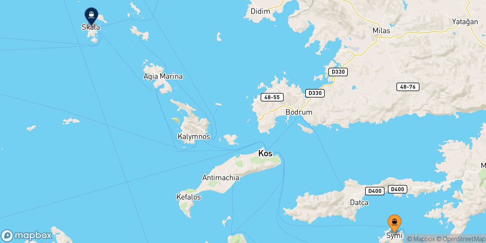 Symi Patmos route map