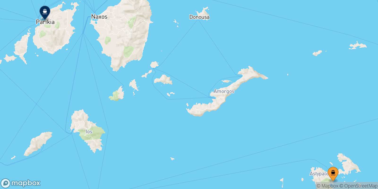 Astypalea Paros route map