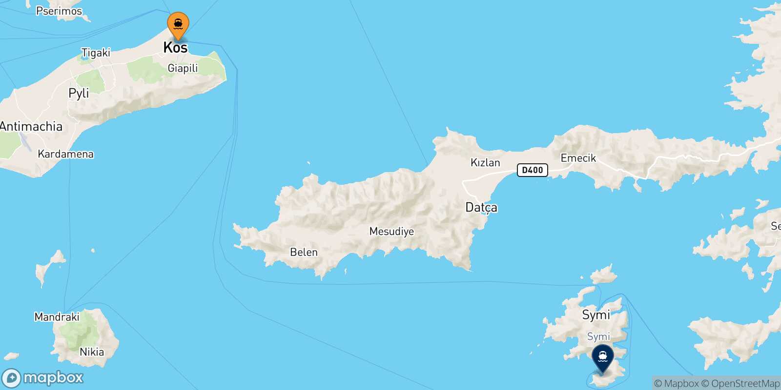 Kos Panormitis (Symi) route map