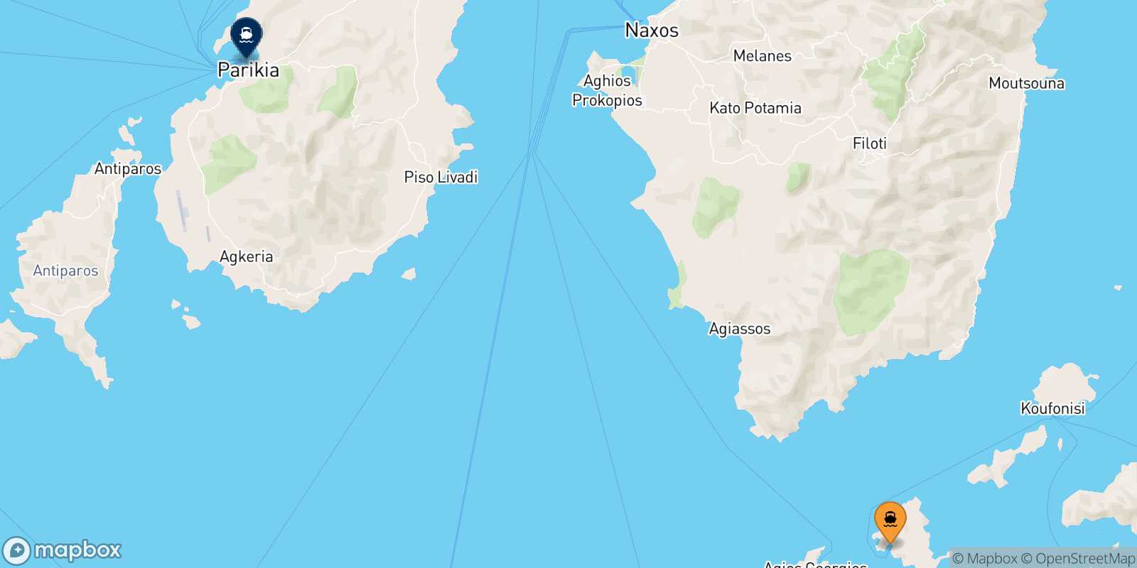 Schinoussa Paros route map