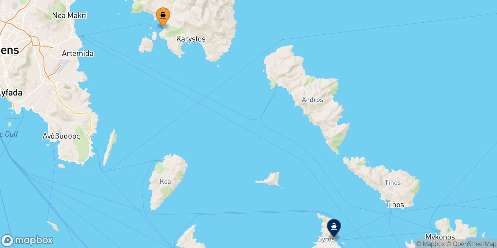 Karystos Syros route map