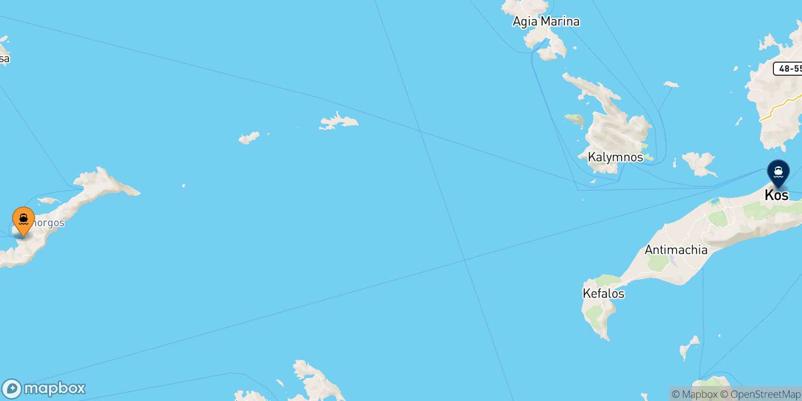 Katapola (Amorgos) Kos route map