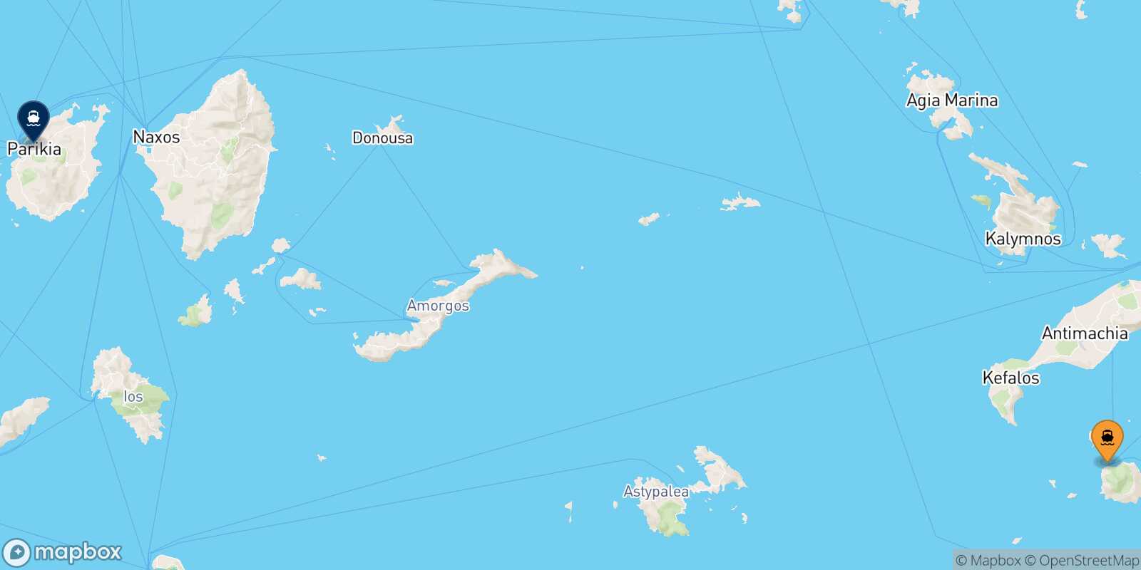 Nisyros Paros route map