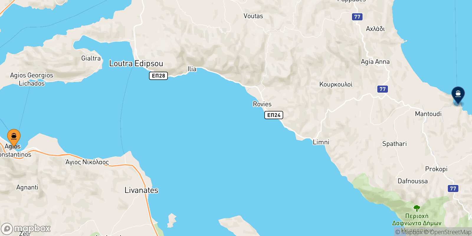 Agios Konstantinos Mantoudi (Evia) route map