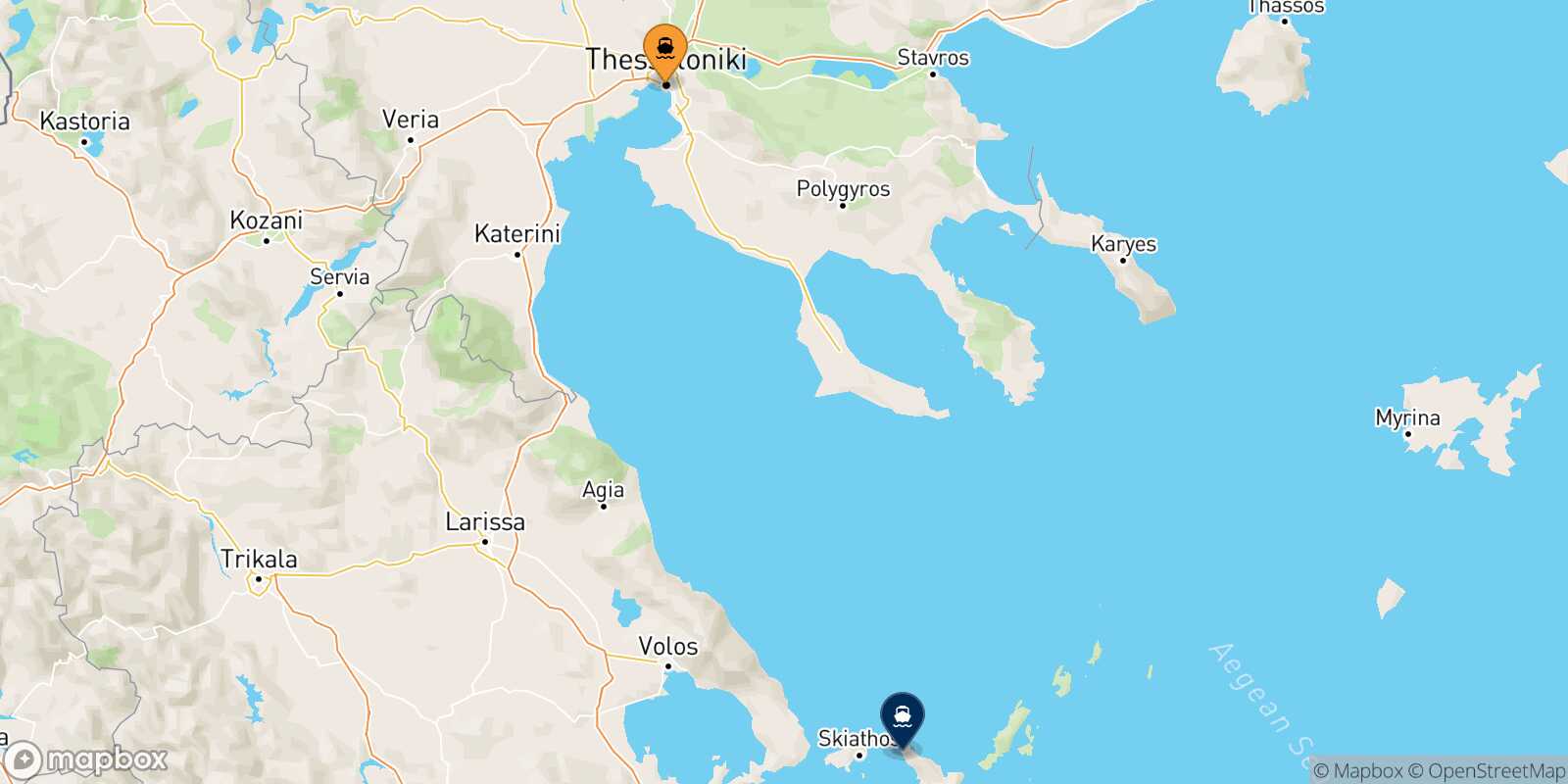 Thessaloniki Agnontas (Skopelos) route map