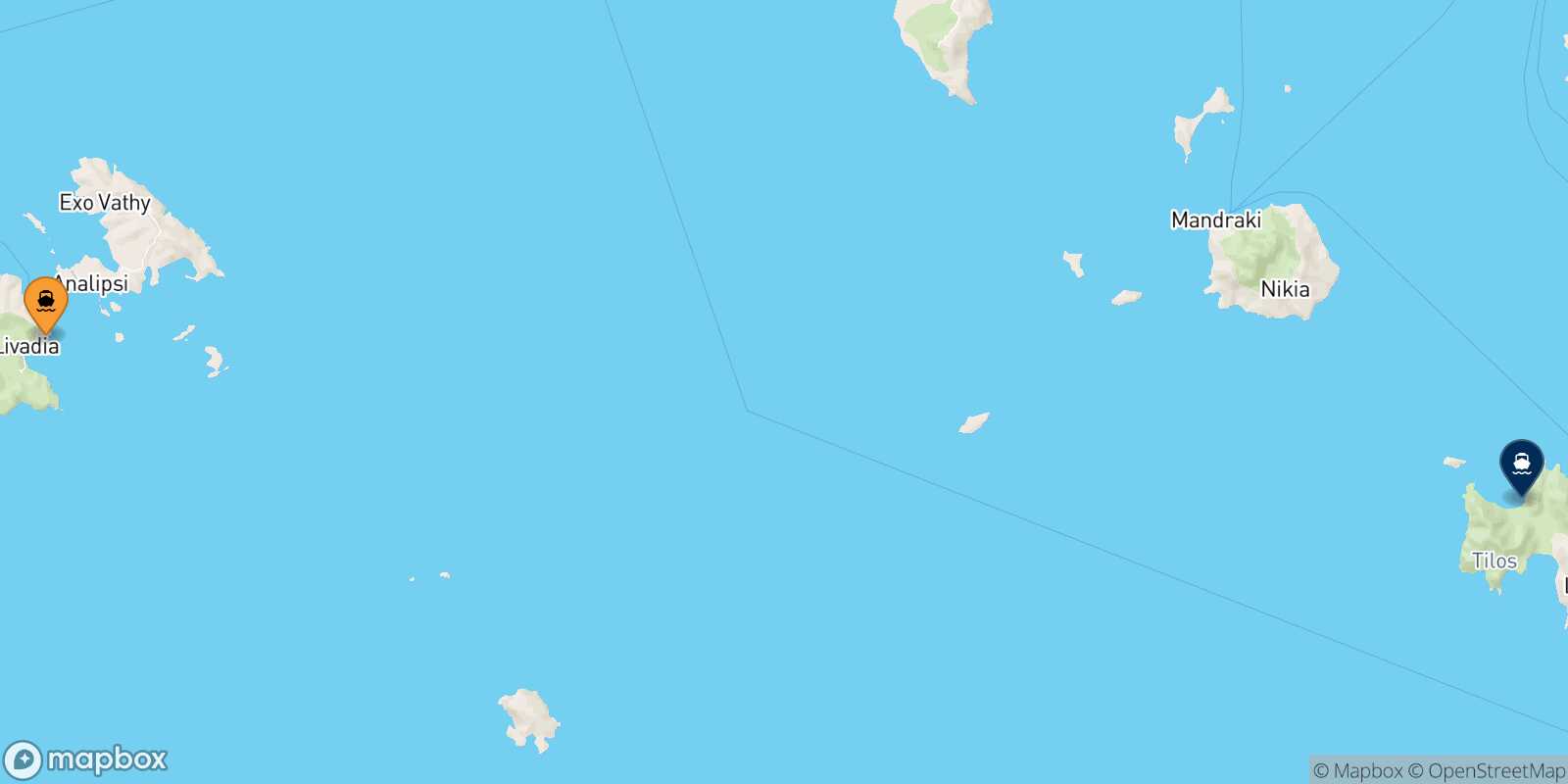 Astypalea Tilos route map