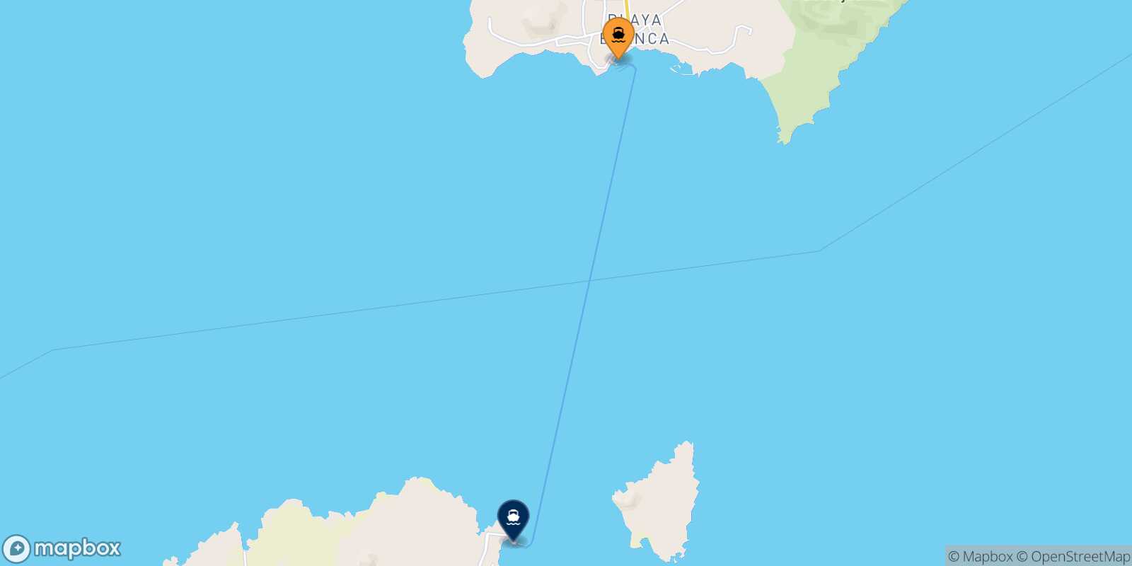 Playa Blanca (Lanzarote) Corralejo (Fuerteventura) route map