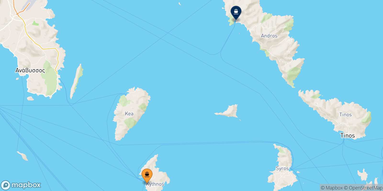 Kythnos Andros route map