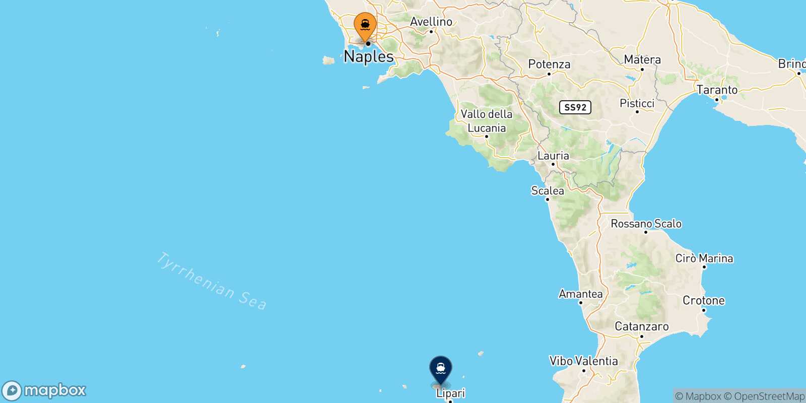 Naples Mergellina Santa Marina (Salina) route map