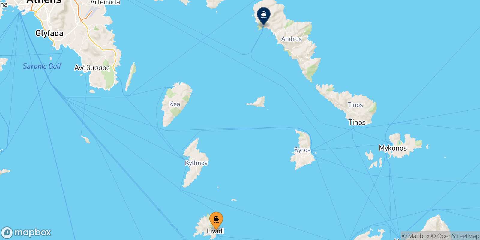 Serifos Andros route map