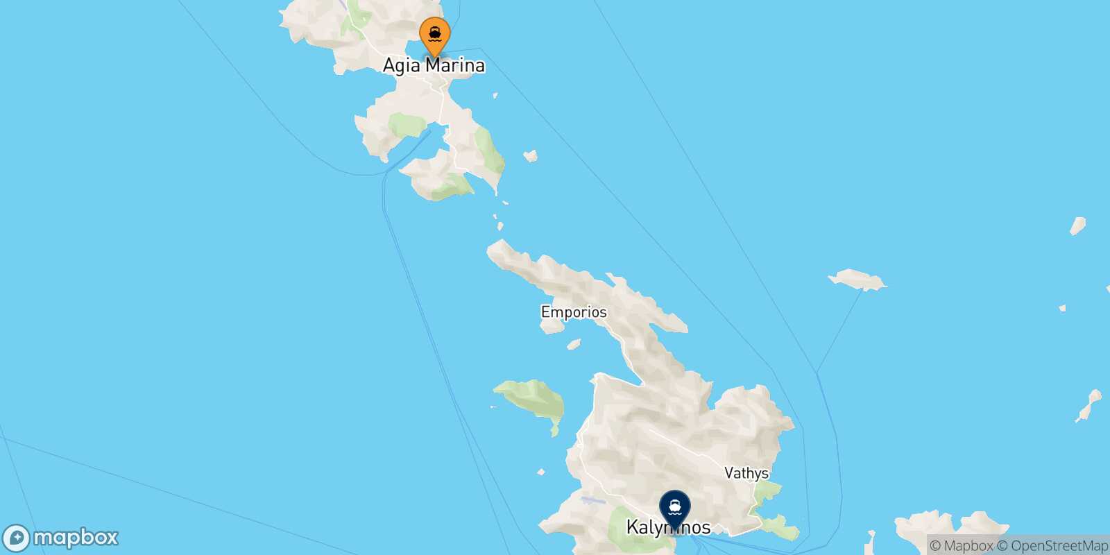 Leros Kalymnos route map