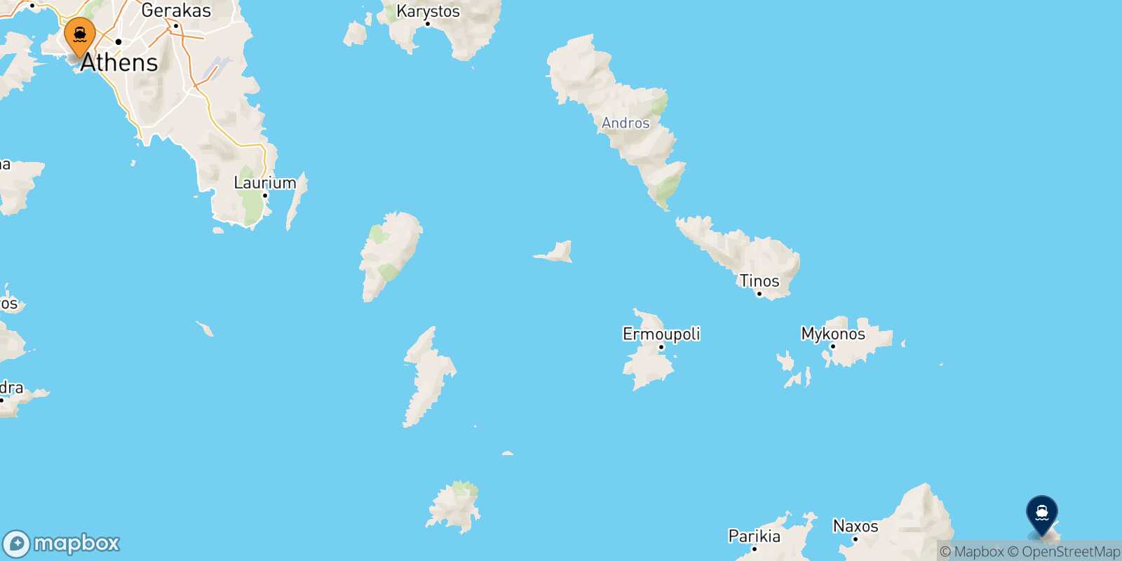 Piraeus Donoussa route map