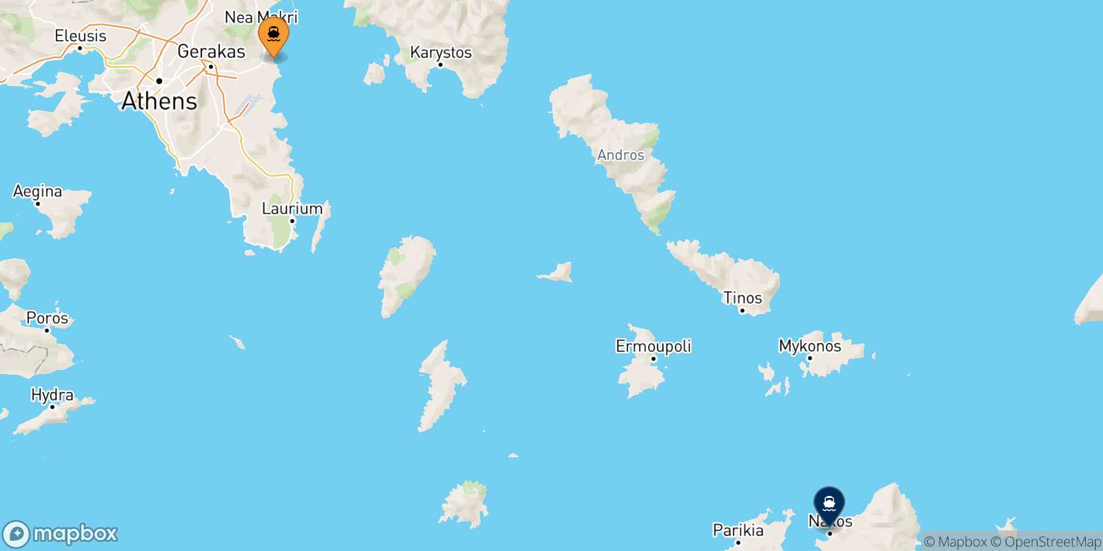 Rafina Naxos route map
