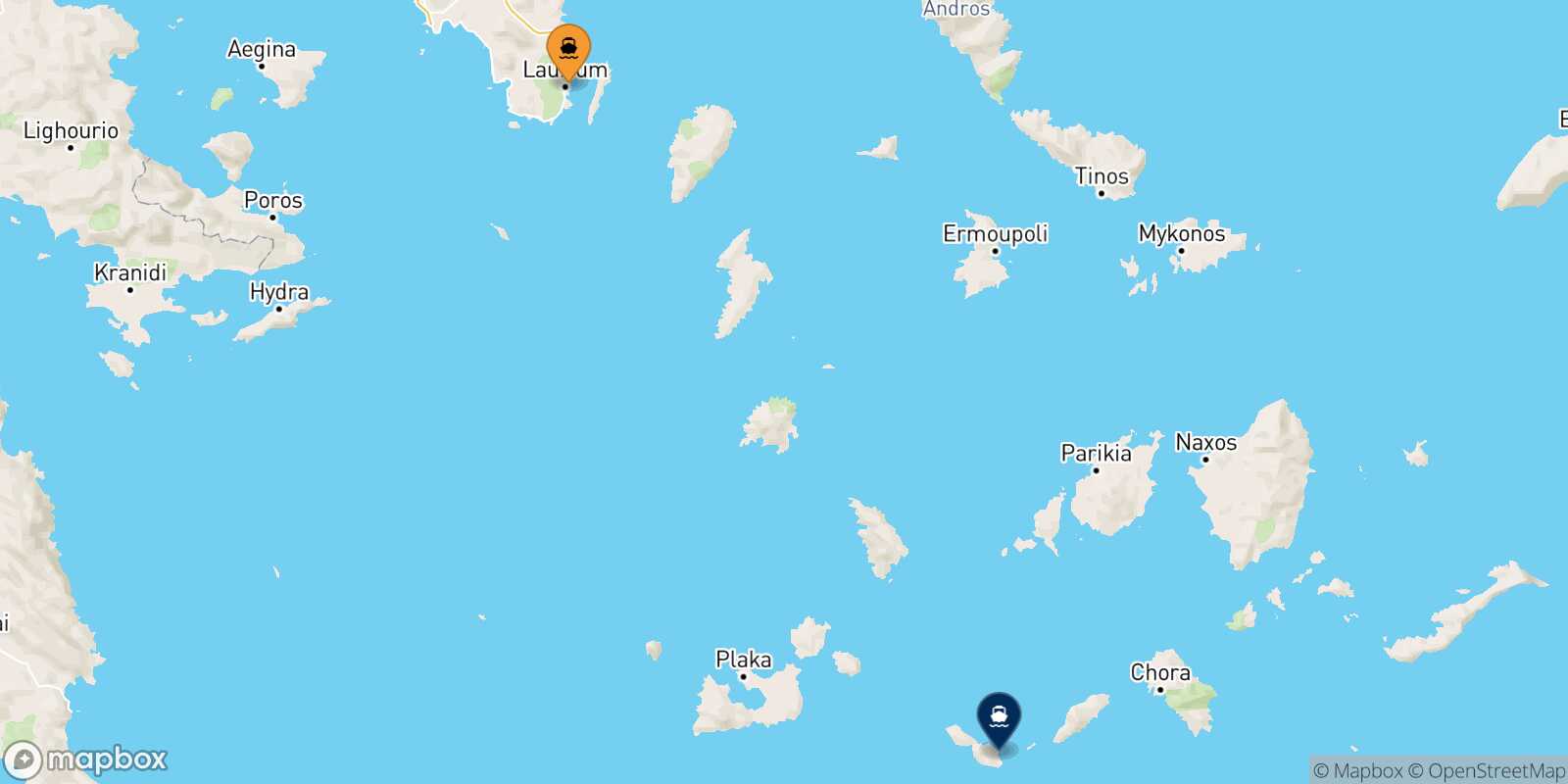 Lavrio Folegandros route map