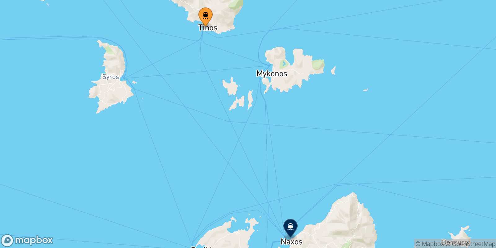 Tinos Naxos route map