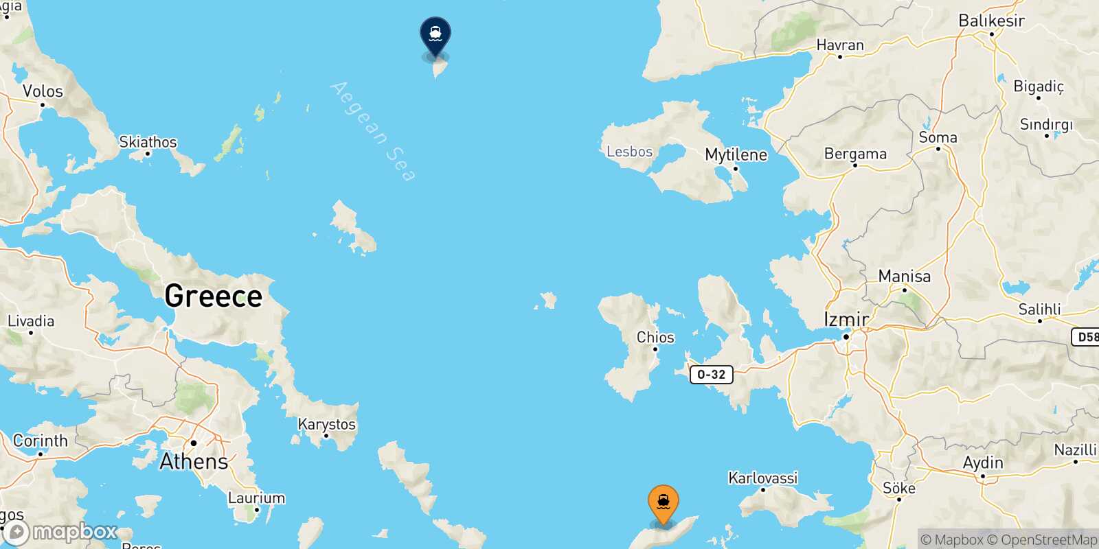 Agios Kirikos (Ikaria) Agios Efstratios route map