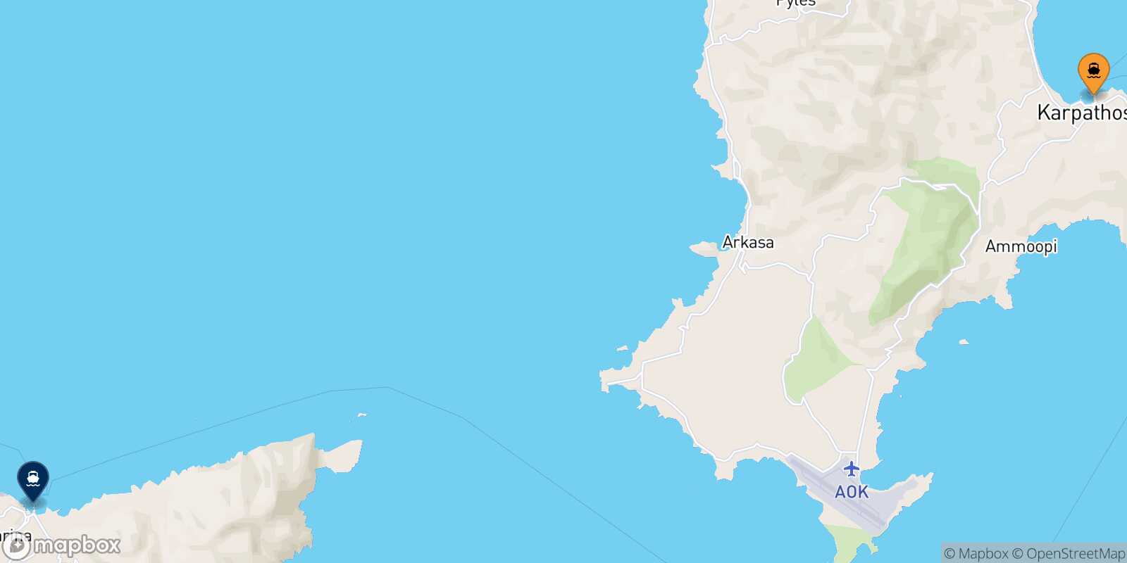 Diafani (Karpathos) Kasos route map