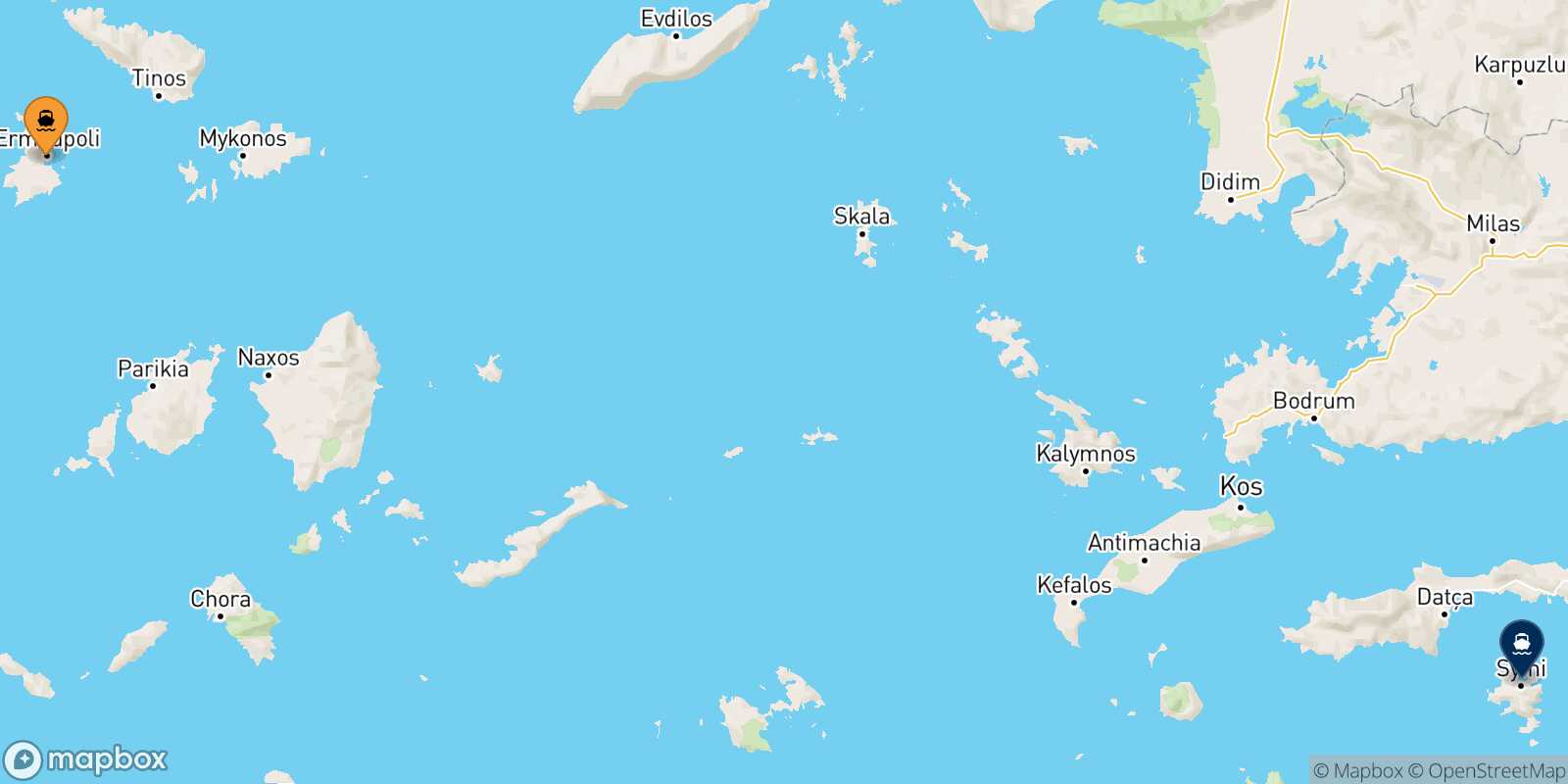 Syros Symi route map