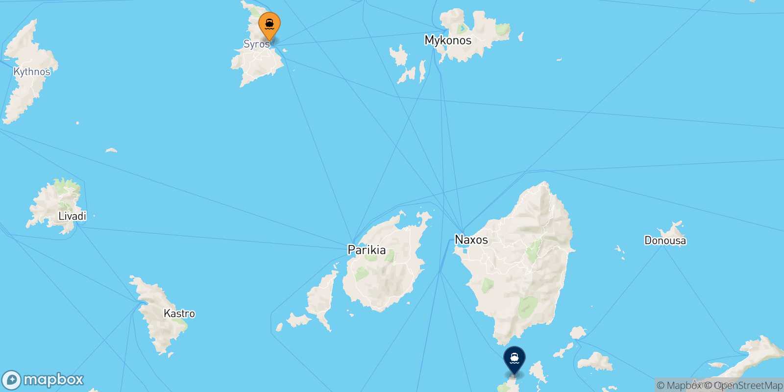 Syros Iraklia route map