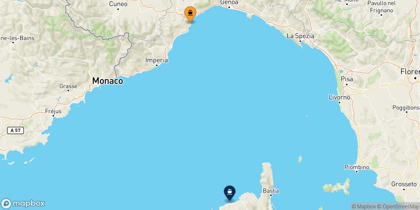 Savona Calvi route map