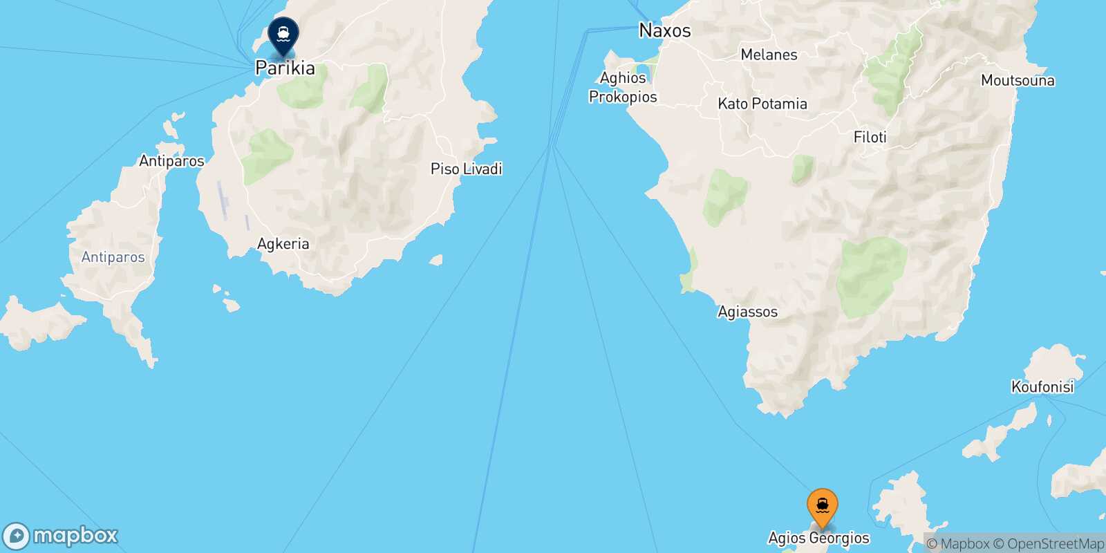Iraklia Paros route map
