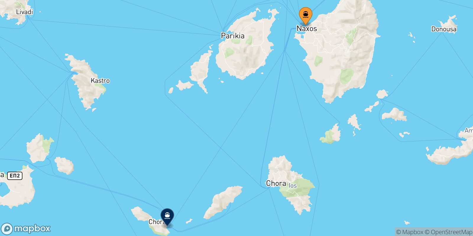 Naxos Folegandros route map
