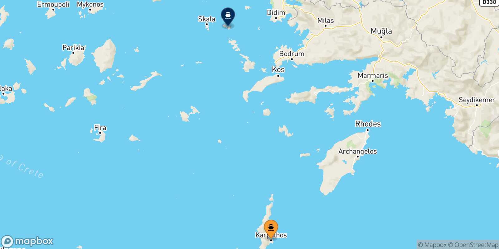 Karpathos Lipsi route map
