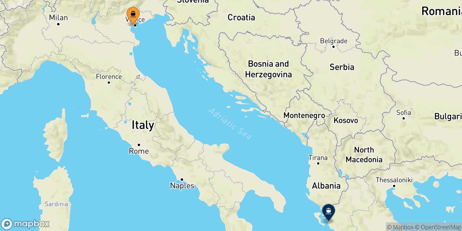 Venice Igoumenitsa route map