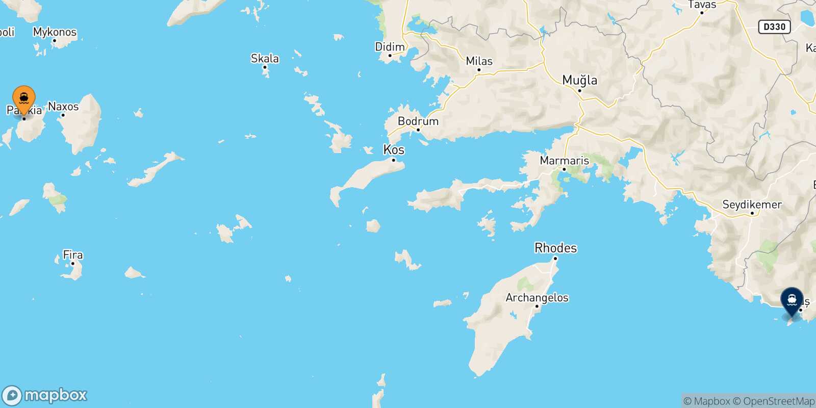 Paros Kastelorizo route map