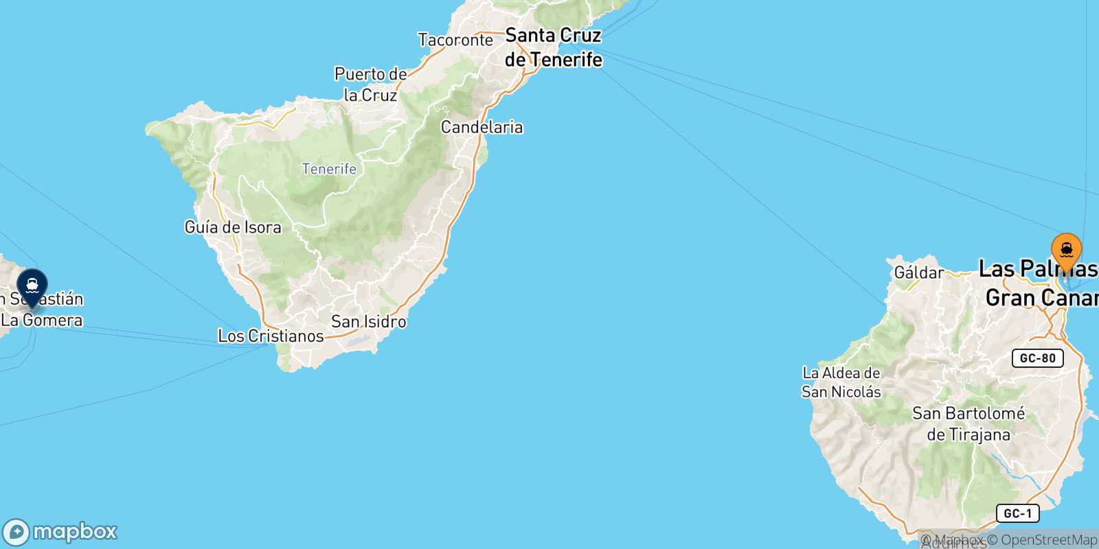 Las Palmas De Gran Canaria San Sebastian De La Gomera route map