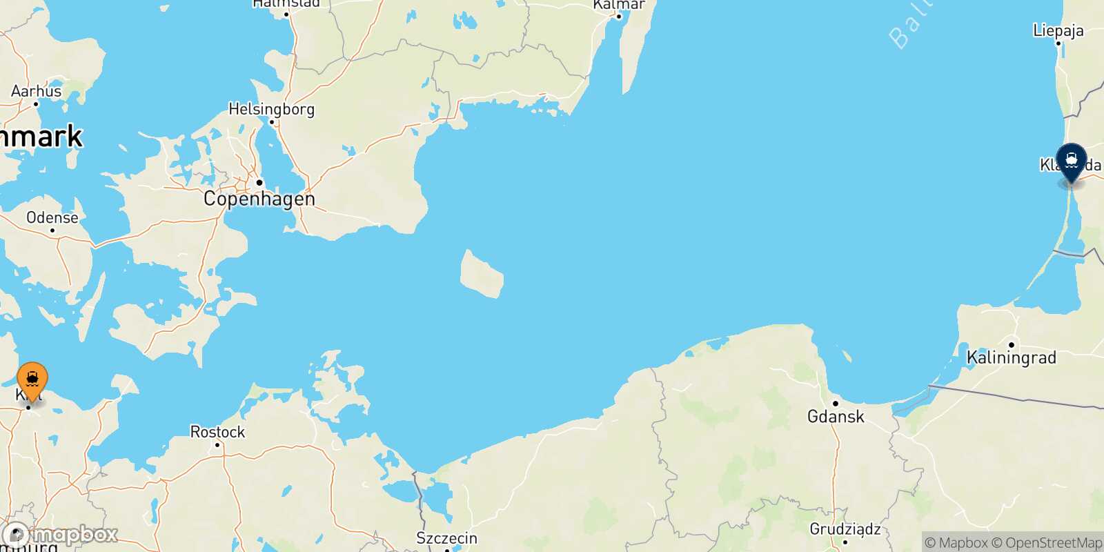 Kiel Klaipeda route map