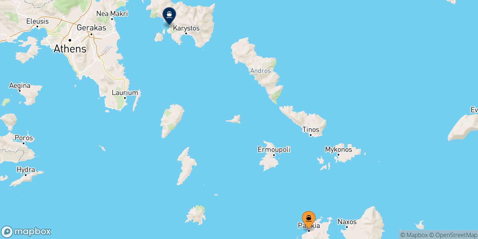 Paros Karystos route map