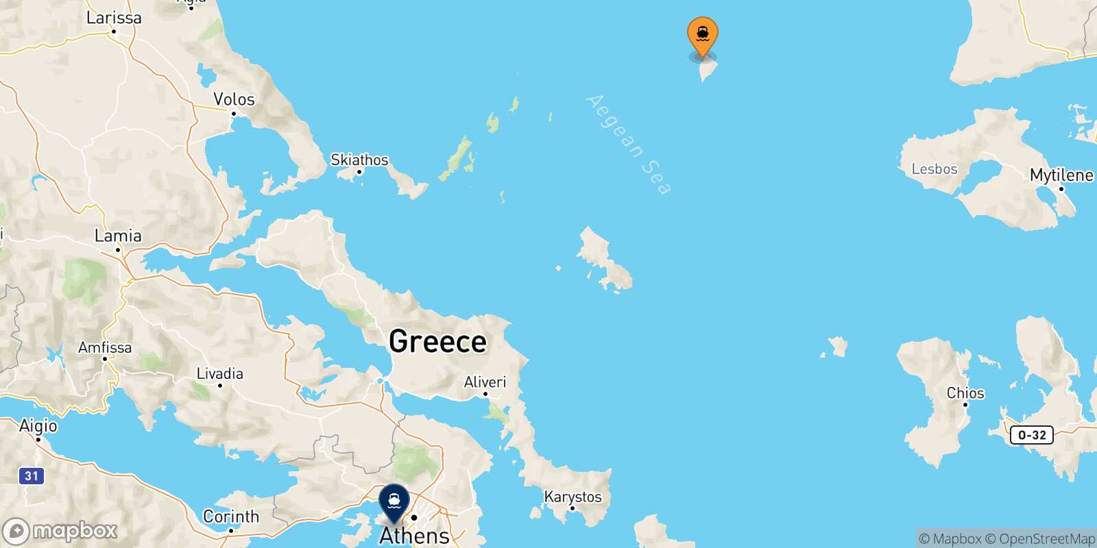 Agios Efstratios Piraeus route map