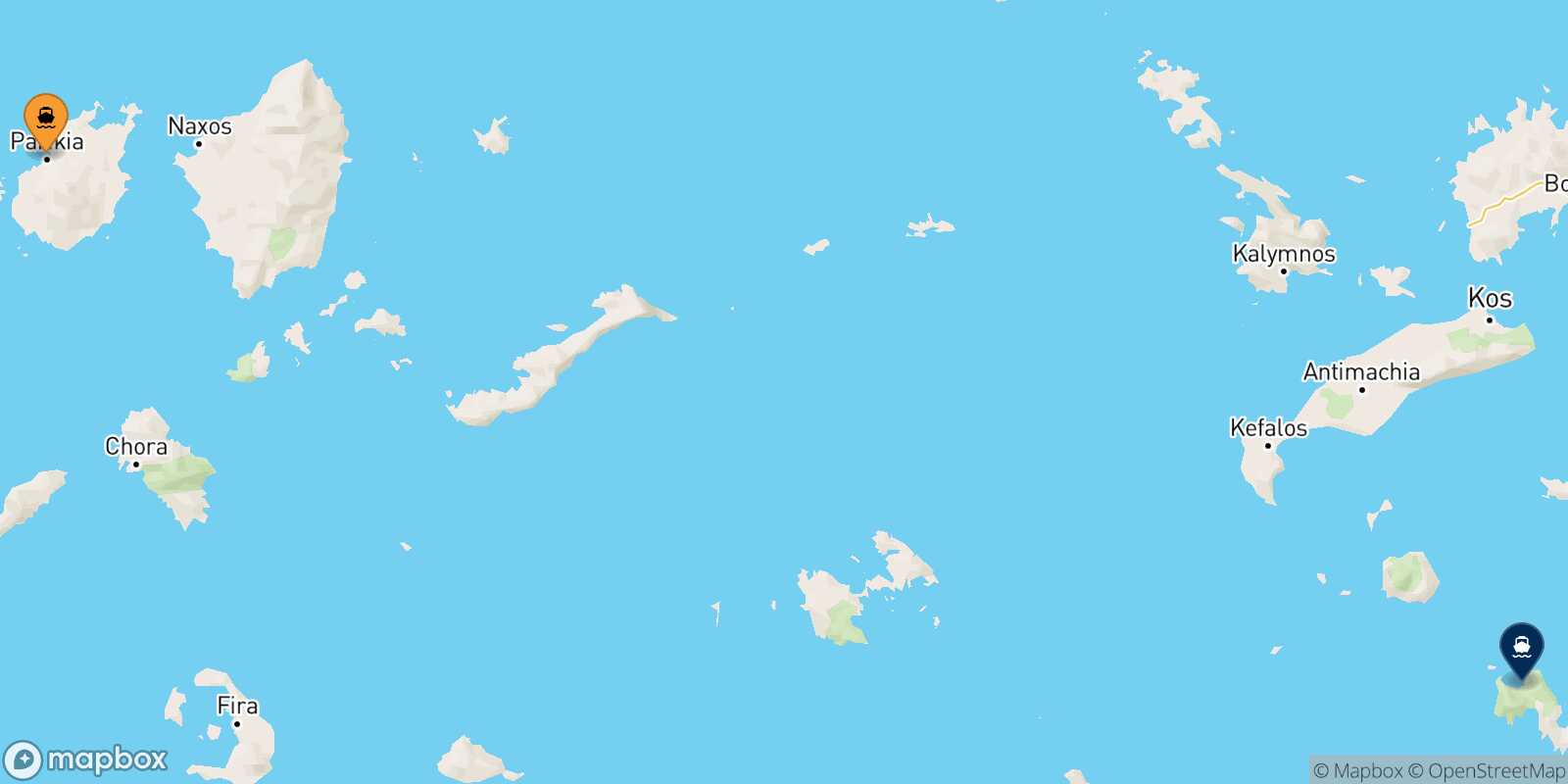 Paros Tilos route map