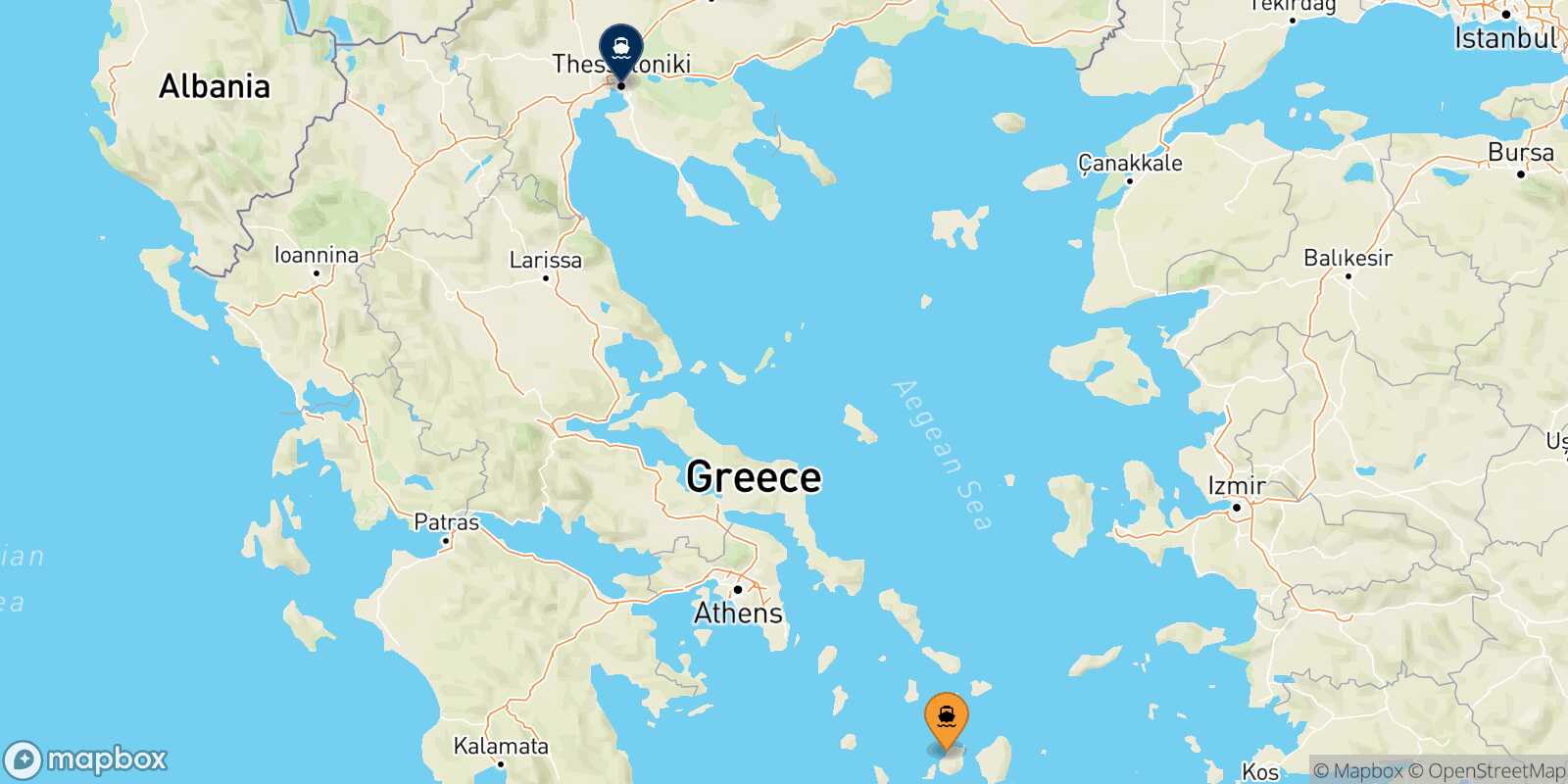 Paros Thessaloniki route map