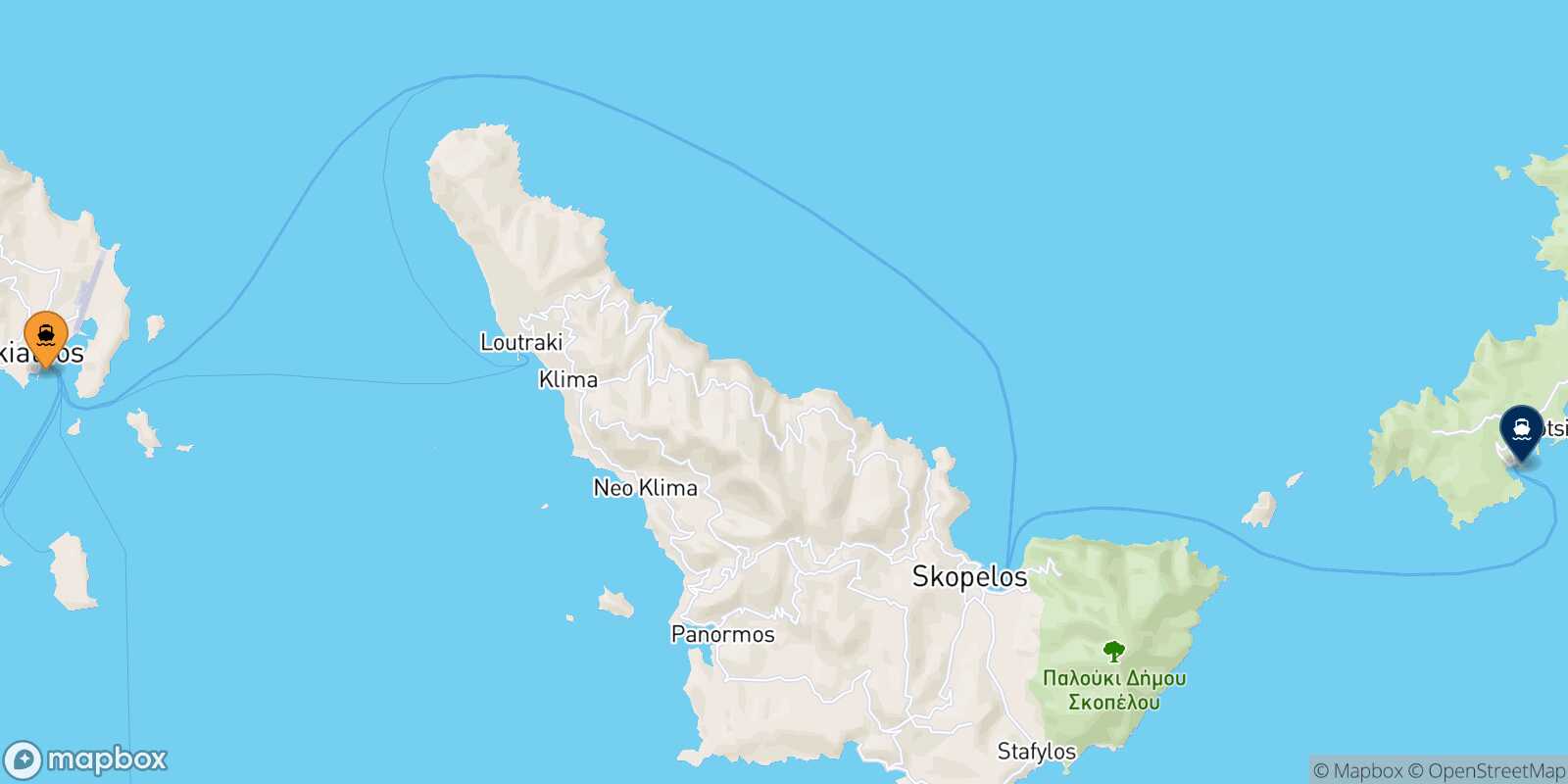 Skiathos Alonissos route map