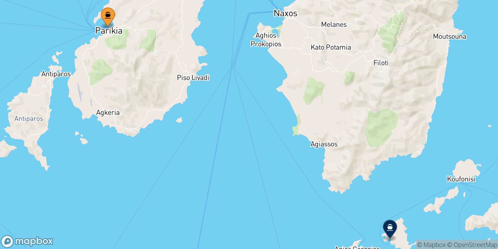 Paros Schinoussa route map